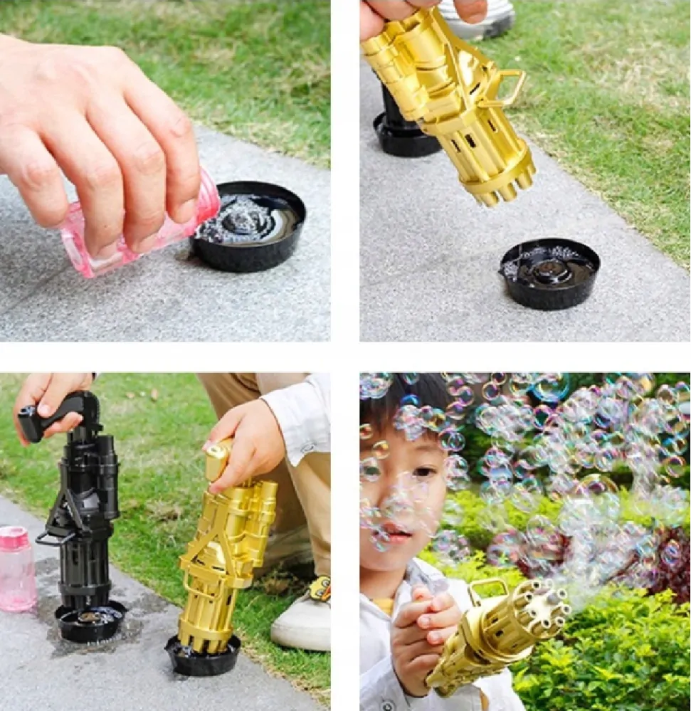 Bublifuková pistole na baterky - ZLATÁ 