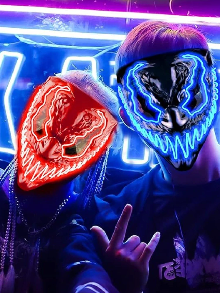 LED Maska na Halloween - VENOBAT - ČERVENÁ