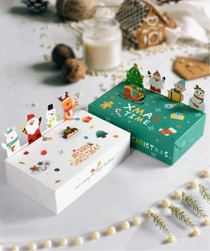 Papírová krabička na vánoční cukroví - BÍLÁ - 1 ks 