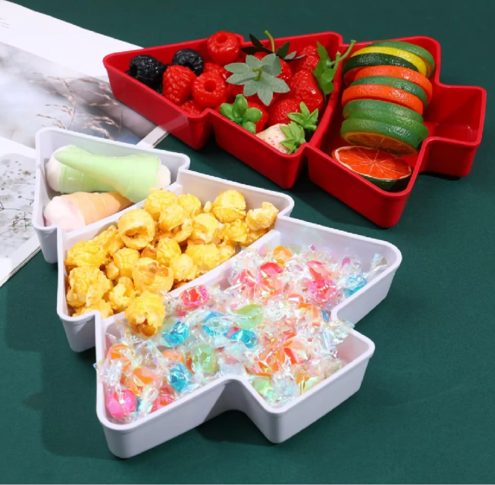 Plastová servírovací miska - VÁNOČNÍ STROMEČEK - ZELENÁ