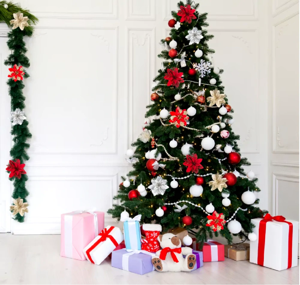 Vánoční ozdoby na stromeček - VANOČNÍ HVĚZDA - STŘÍBRNÁ - 5 ks