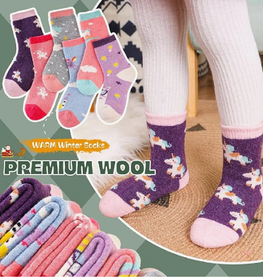 Teplé vlněné ponožky - JEDNOROŽEC - SVĚTLE MODRÉ (12-36m) - 1 pár