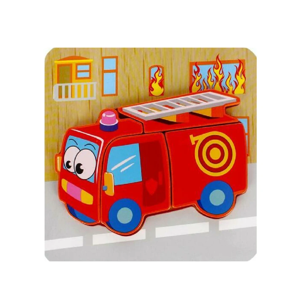 Dřevěné puzzle pro nejmenší (S) - HASIČSKÉ AUTO