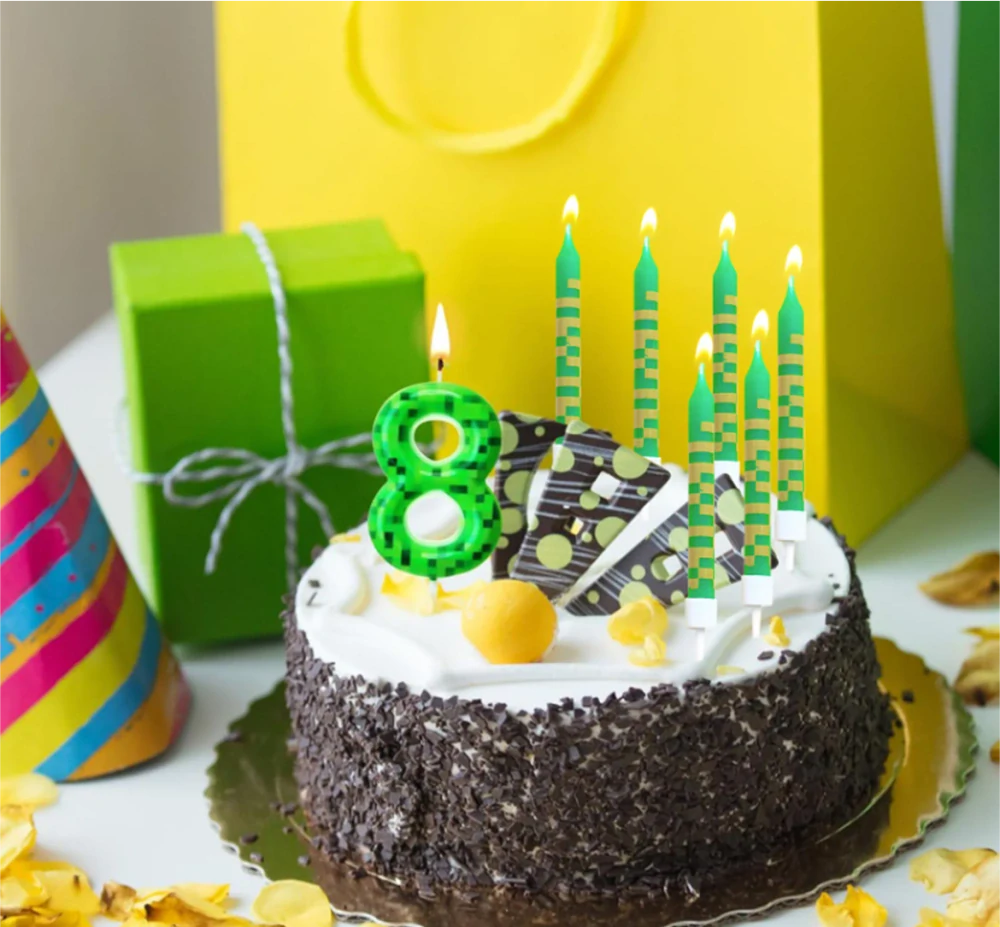 Narozeninové svíčky na dort - STYL MINECRAFT - Číslo 2