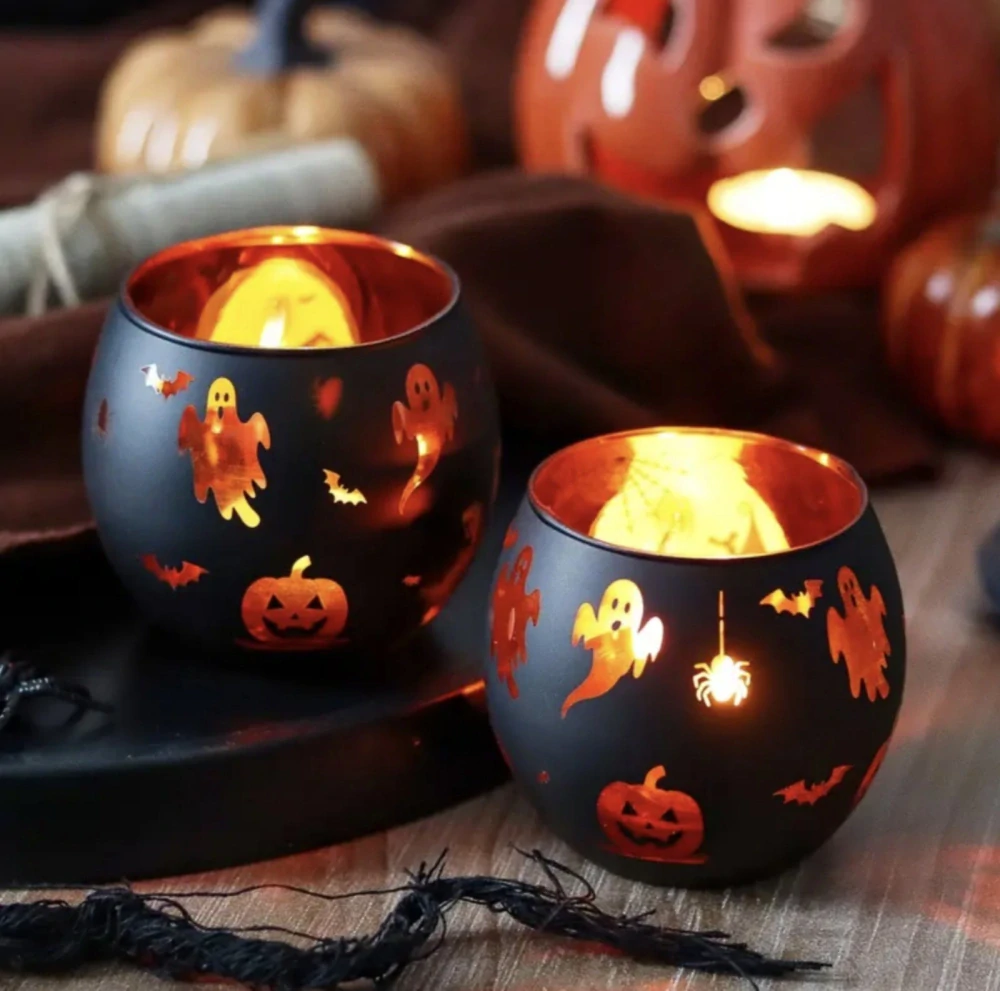 Skleněné svícny - HALLOWEEN - 2 ks