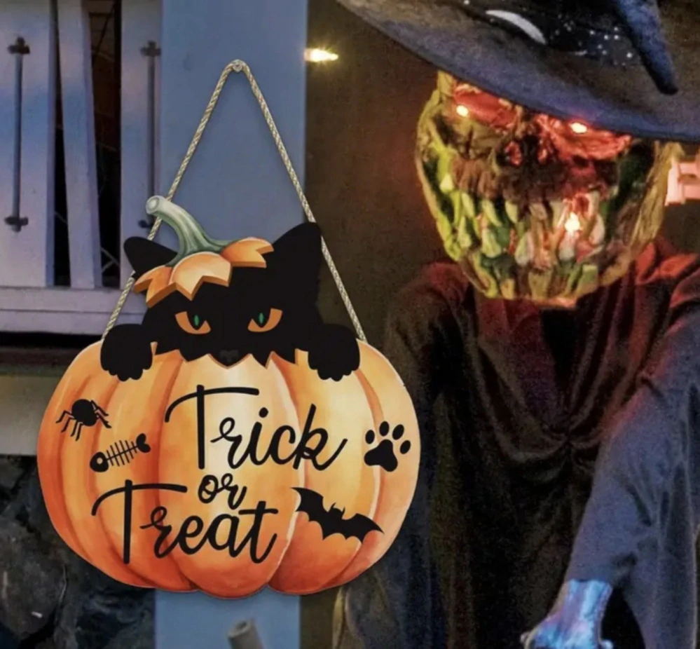 Dekorace na dveře - HALLOWEEN - KOČKA