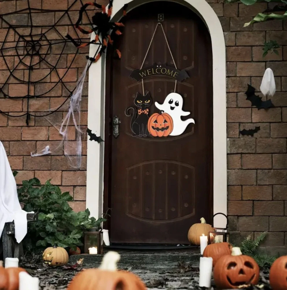 Dekorace na dveře - HALLOWEEN - KOČKA