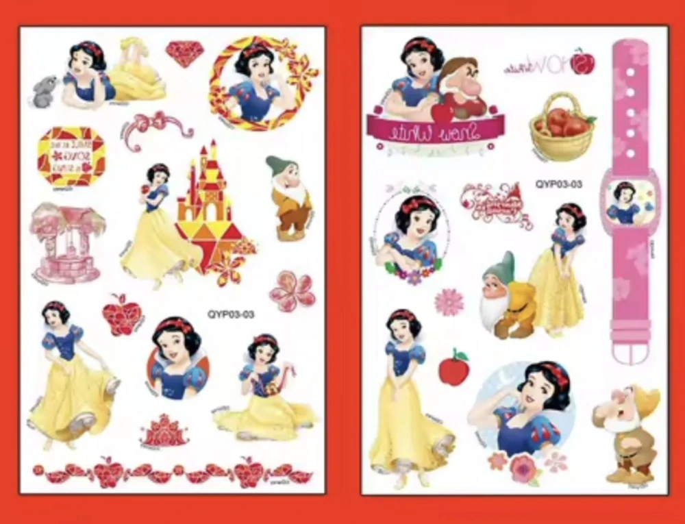 Dětské dočasné tetování - DISNEY PRINCEZNY - SNĚHURKA - 4 ks