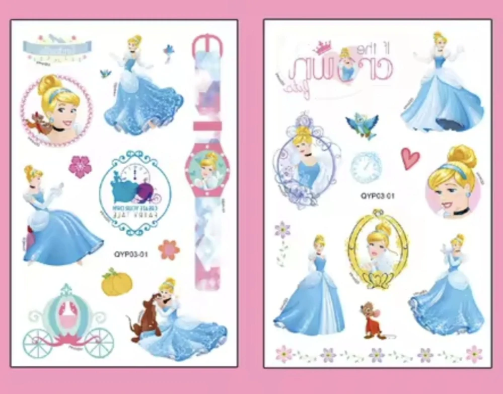 Dětské dočasné tetování - DISNEY PRINCEZNY - POPELKA - 4 ks