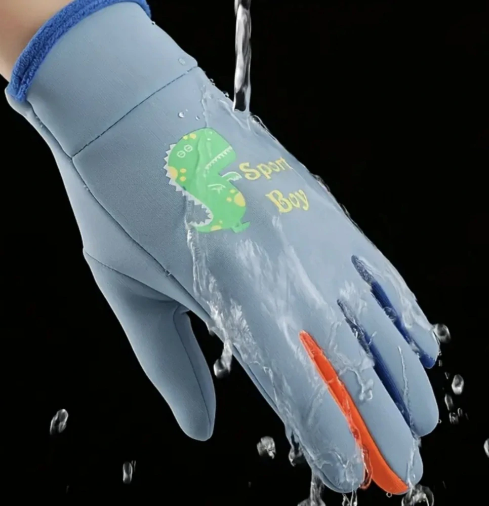 Zimní termo rukavice - MODRÉ - DINOSAURUS - (3-6 let)