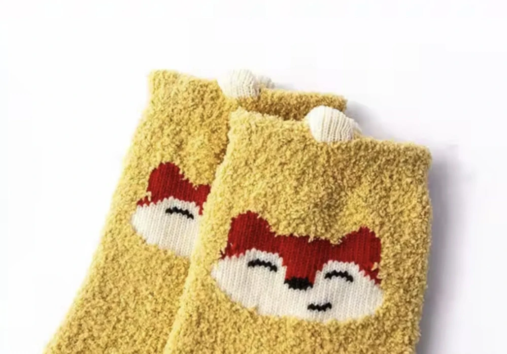 Protiskluzové flísové ponožky -  LIŠKA - (24-36 m) M