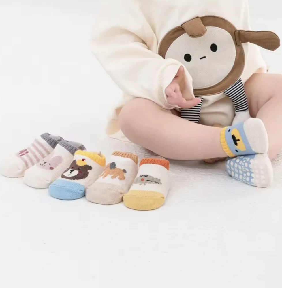 Protiskluzové síťované ponožky - MODRÉ - MEDVÍDEK - (3-5 let) L