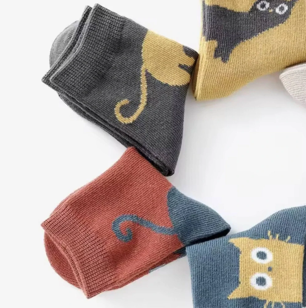 Ponožky - KOČKA - HNĚDÉ (5-7 let) L