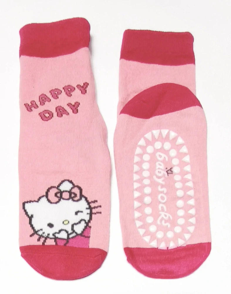 Protiskluzové ponožky SANRIO - HELLO KITTY - SVĚTLE RŮŽOVÉ - HAPPY DAY (3-8 let)