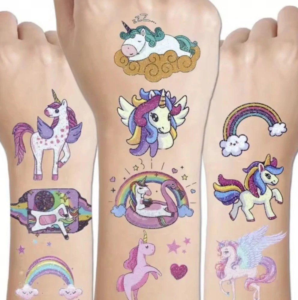 Dětské dočasné tetování - JEDNOROŽCI - metalické - 14 ks