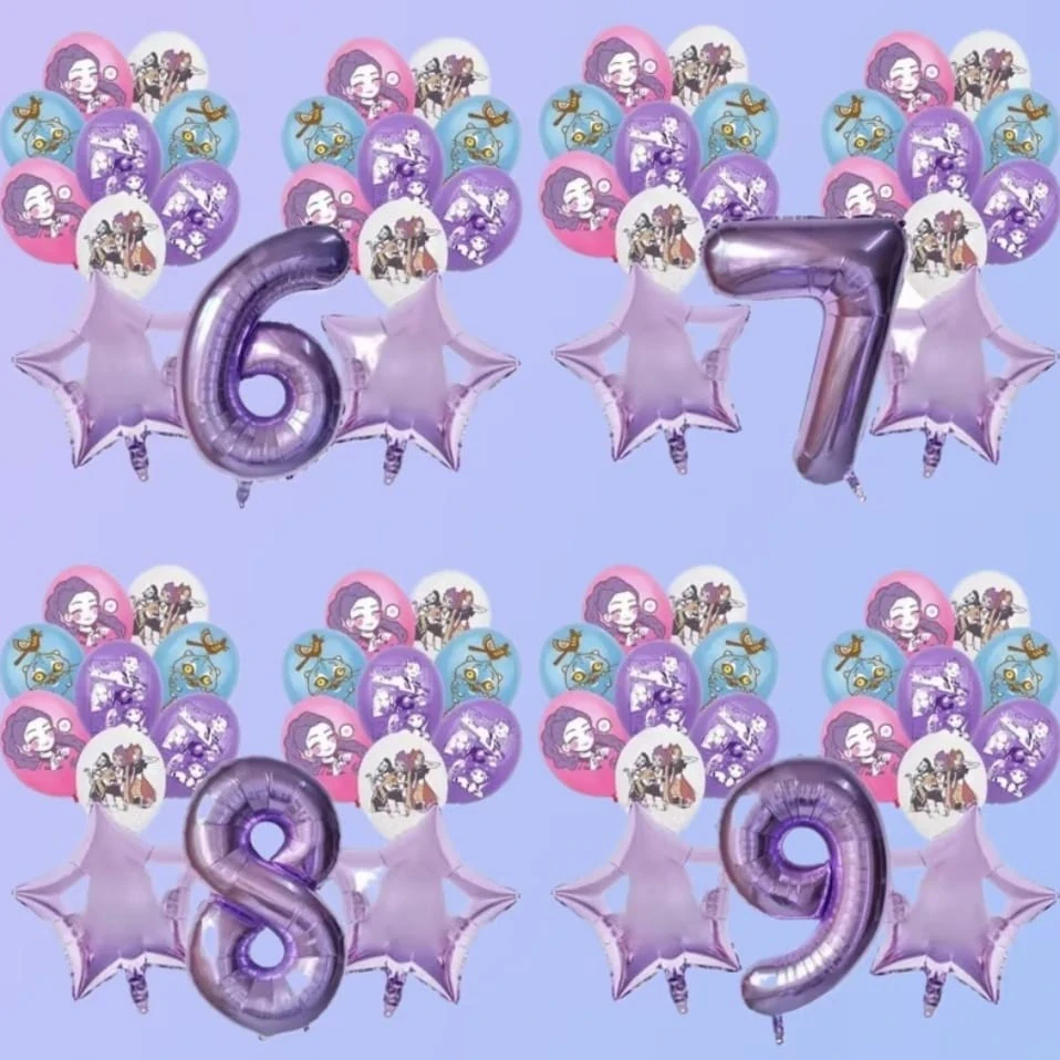 Set balónků k narozeninám - KPOP DEMON HUNTERS - KPop Lovkyně démonů - ČÍSLO 9 - 19 ks 