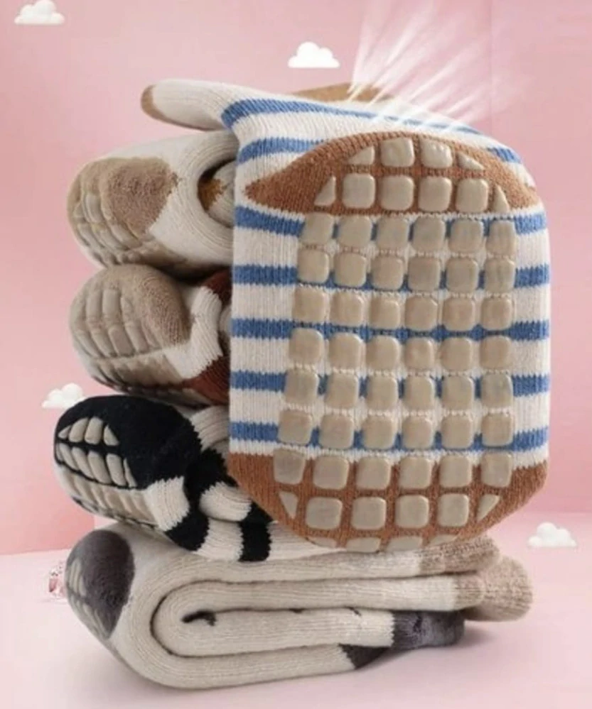 Teplé protiskluzové ponožky - ZEBRA (0-12 m) S - 1 pár