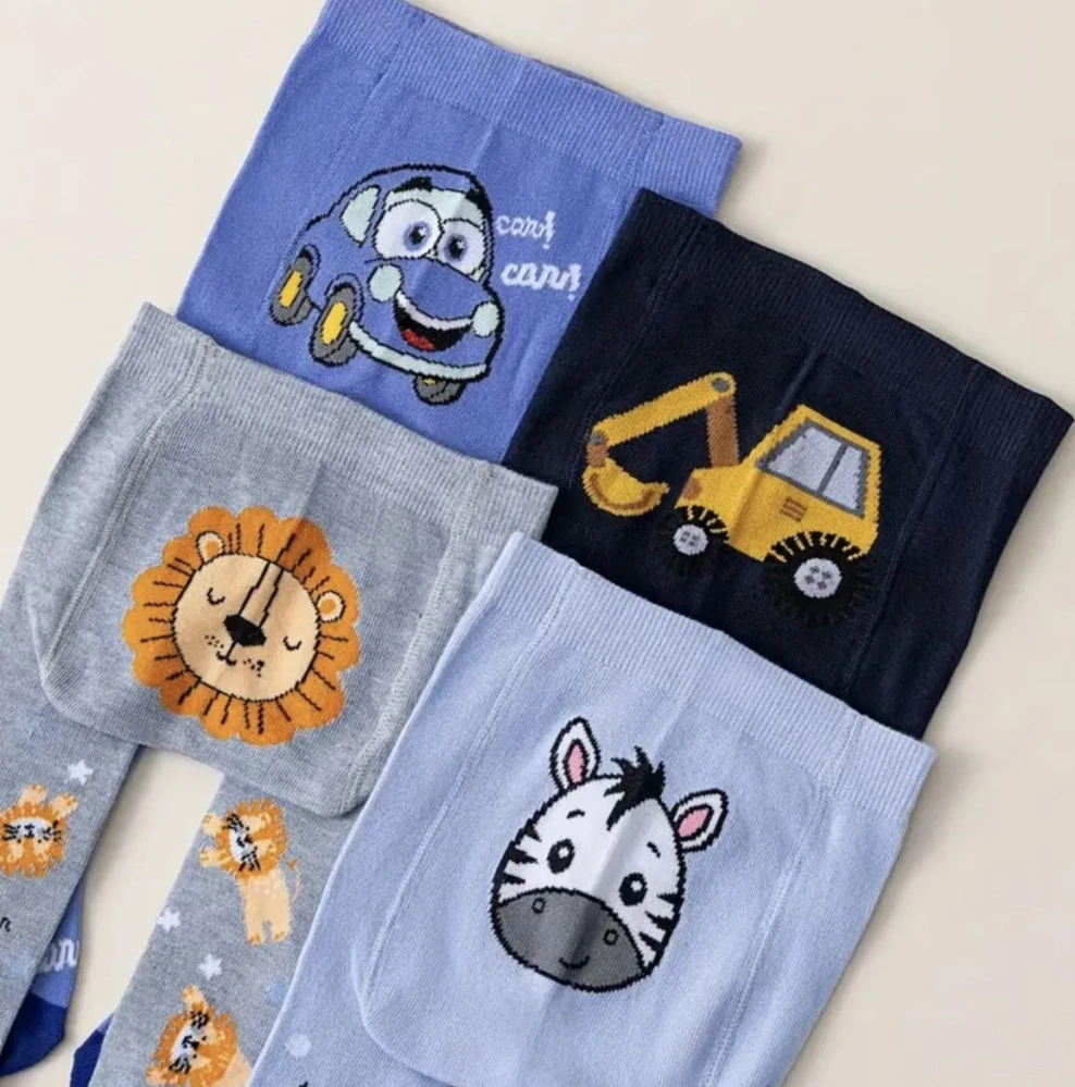 Dětské punčocháče - SVĚTLE MODRÉ - ZEBRA - (6-12 m)