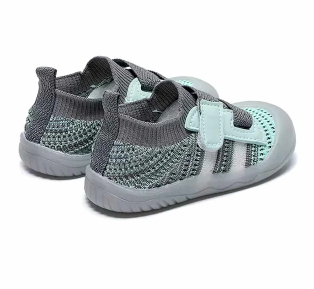 Dětské první botičky "First Steps" s reflexními prvky a anatomickou vložkou - ŠEDOZELENÉ - (18-24m)