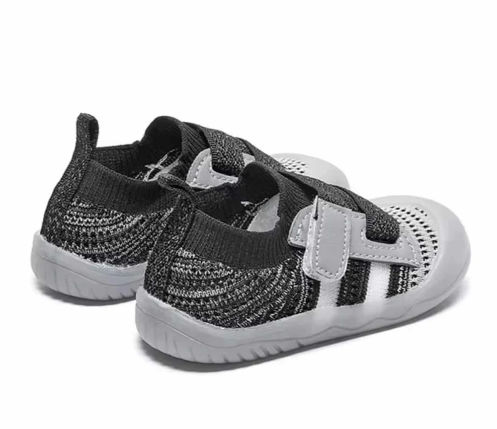 Dětské první botičky "First Steps" s reflexními prvky a anatomickou vložkou - ŠEDOČERNÉ - (18-24m)