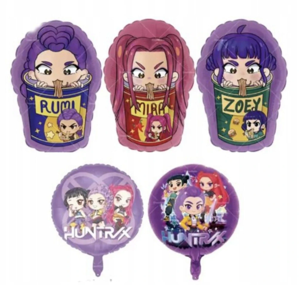 Velký set balónků k narozeninám - KPOP DEMON HUNTERS - KPop Lovkyně démonů - číslice "6" - 18 ks 
