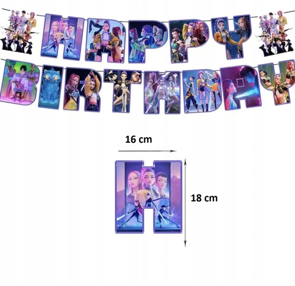 Velký set balónků k narozeninám - KPOP DEMON HUNTERS - KPop Lovkyně démonů - Dekorace, nápis a doplňky na dort (44+ ks)