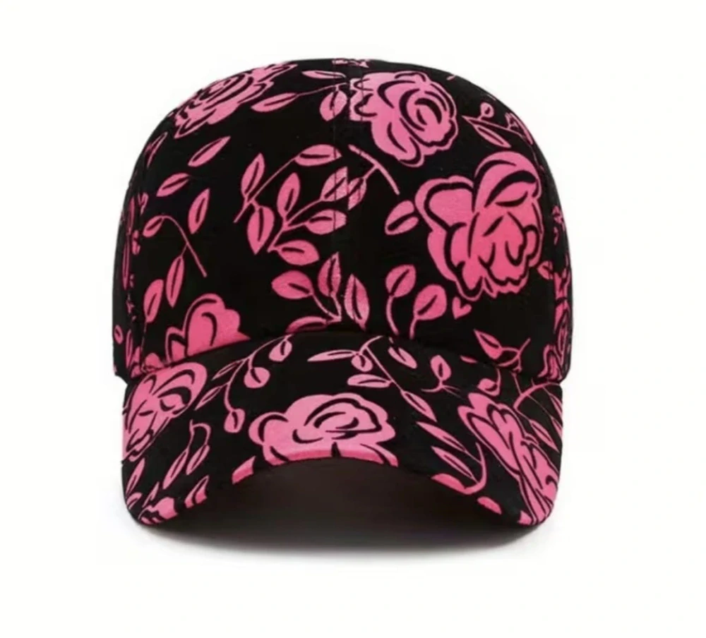 Dámská / Juniorská kšiltovka s motivem růží - ČERNO-RŮŽOVÁ (od 7 let)