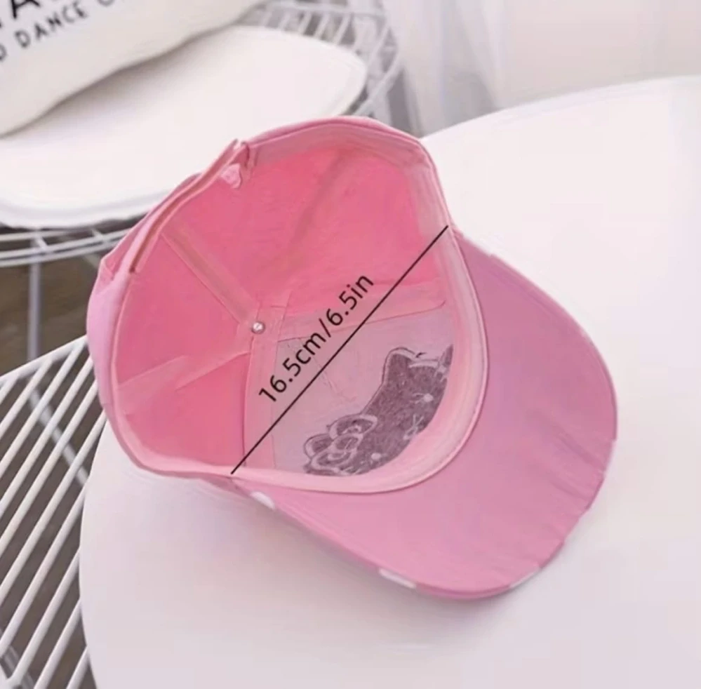 Dětská kšiltovka s motivem Hello Kitty a puntíky - RŮŽOVÁ (3-8 let)