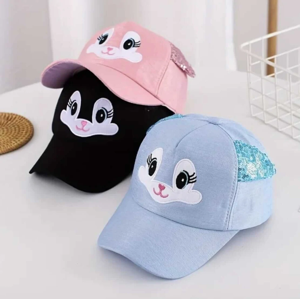Dětská 3D kšiltovka třpytivá kočička - SVĚTLE RŮŽOVÁ (3-7 let)