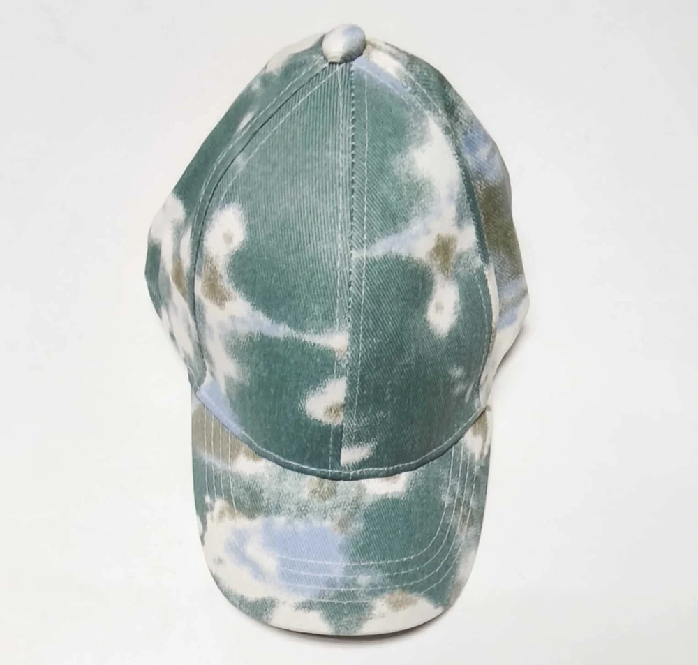 Dámská/Dívčí kšiltovka s otvorem na culík - Batika MODRO-ZELENÁ (od 7 let)