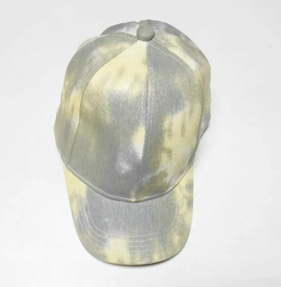 Dámská/Dívčí kšiltovka s otvorem na culík - Batika ŠEDO-ŽLUTÁ (od 7 let)