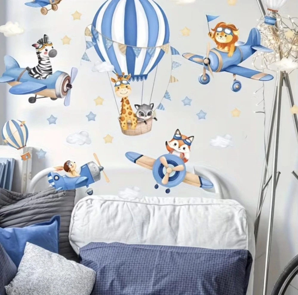 Mini akvarelová sada samolepek - BALÓNY se zvířátky