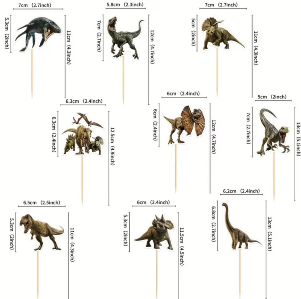 Dekorativní zápichy na muffiny a dezerty Dinosauři – 18 ks