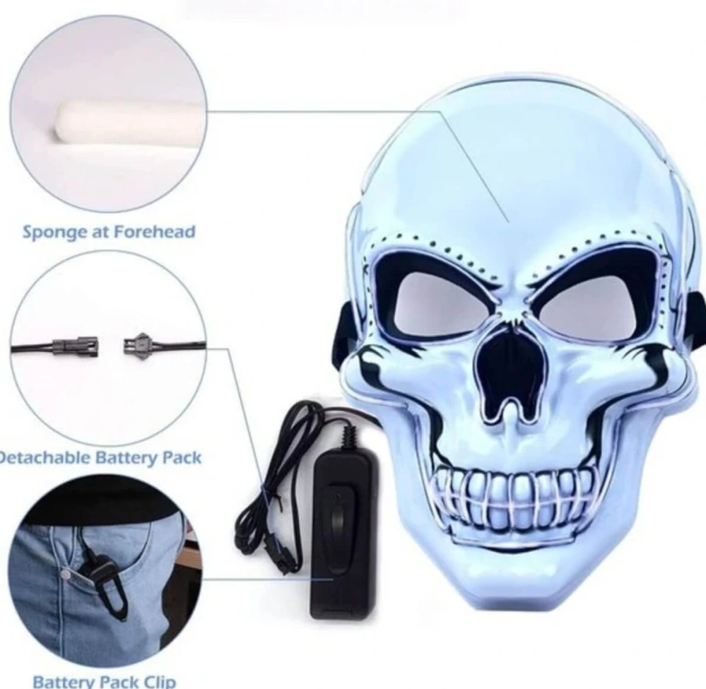 Svítící LED maska – Lebka (Modré světlo)