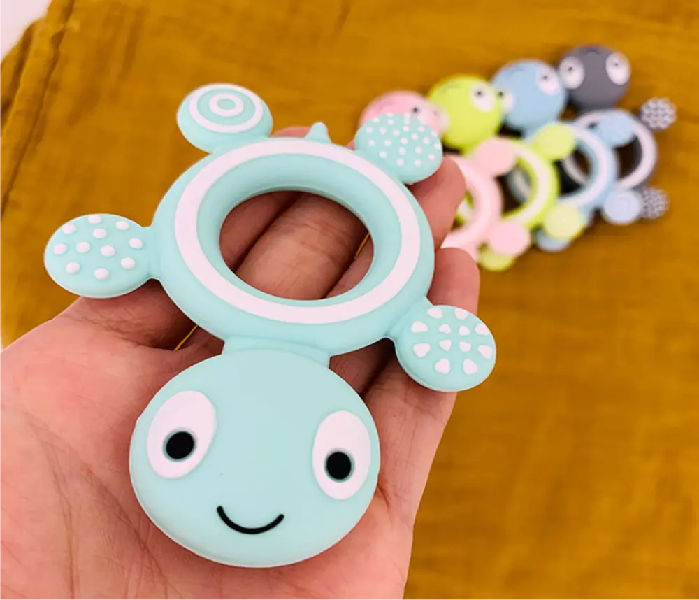 Silikonové kousátko - ŽELVIČKA - světle modré