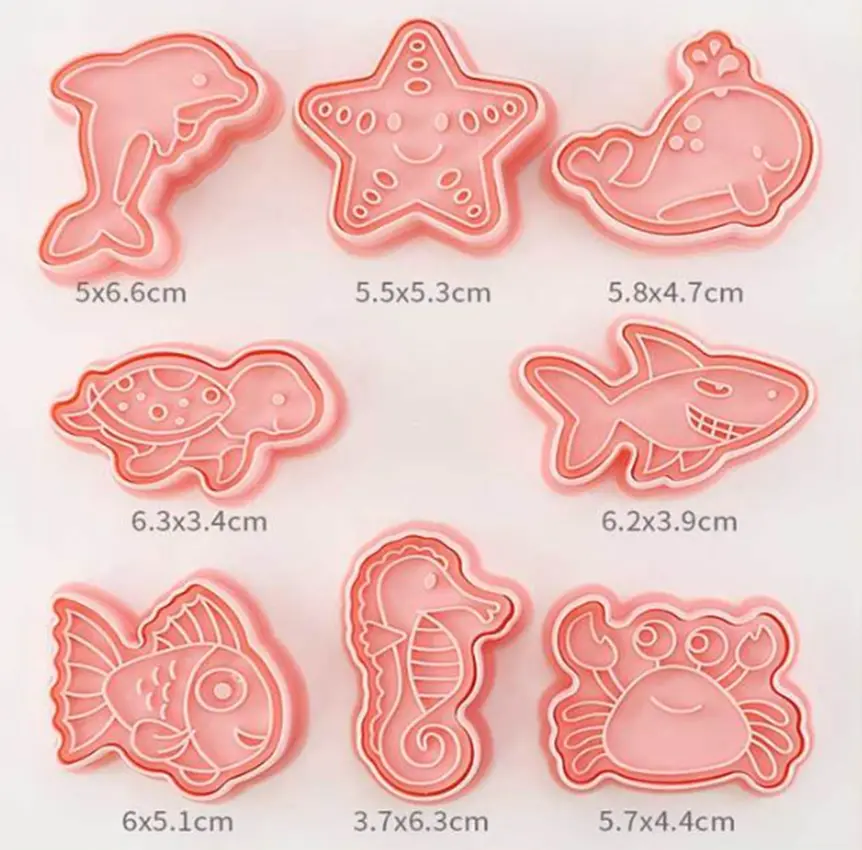 3D vykrajovátka na sušenky - MOŘSKÁ ZVÍŘÁTKA - 8 ks