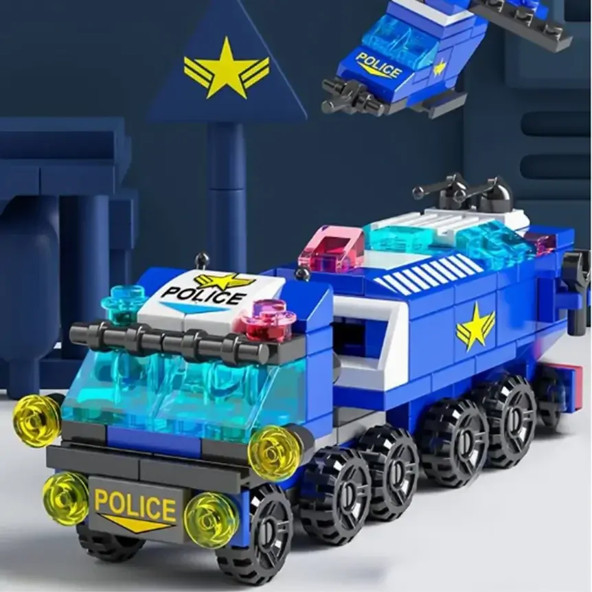 Malá stavebnice policejního auta 6 v 1 - 147 ks