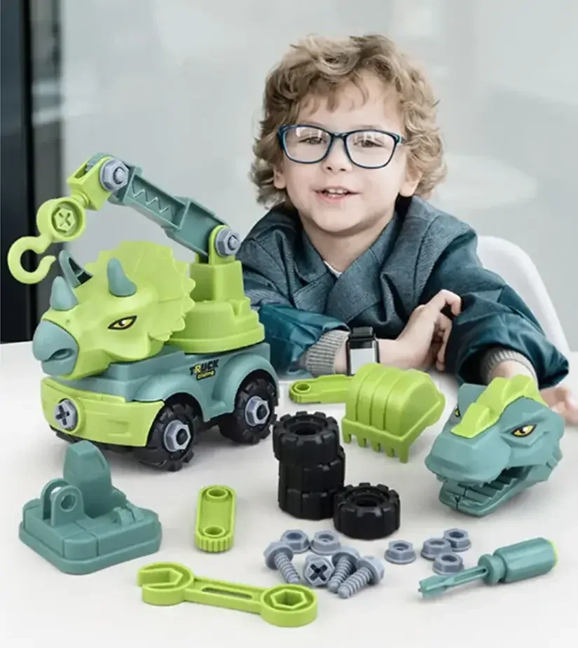 Autíčko malý konstruktér - DINOSAURUS TAHAČ - světle zelený