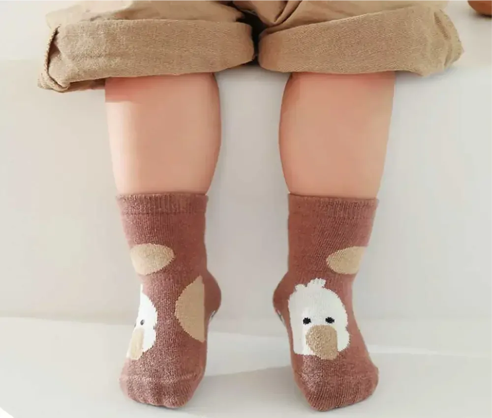 Teplé protiskluzové ponožky - HNĚDÉ - (12-36m)M