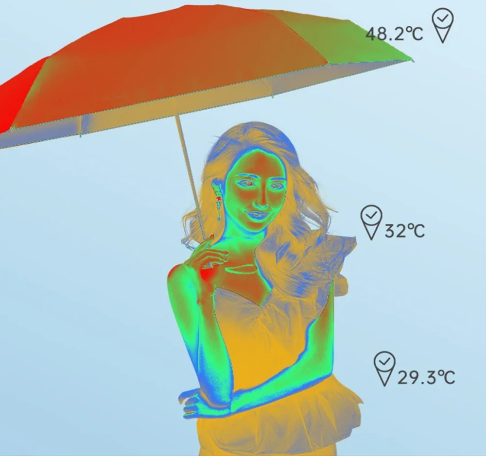 Malý skládací deštník S UV Ochranou a pouzdrem - ČERNÝ