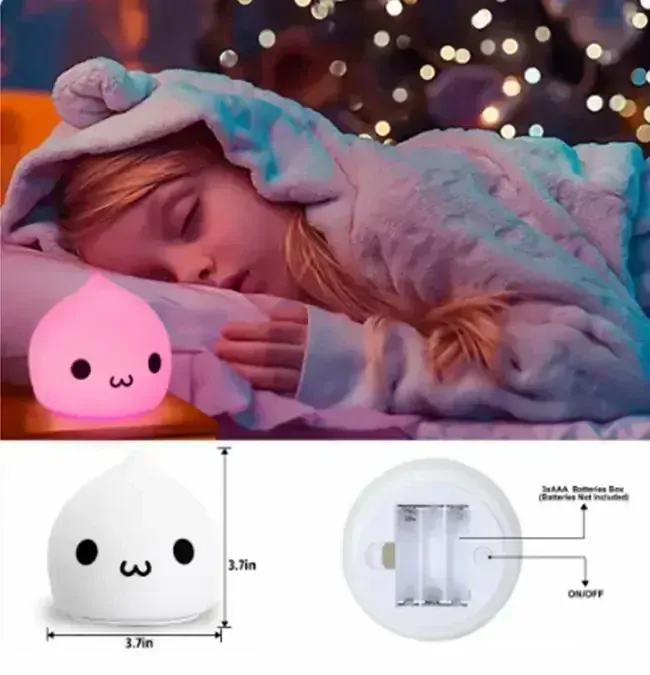 Dotyková silikonová LED noční lampička na baterky - KAPKA