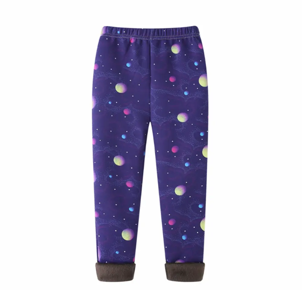 Zateplené termo legíny - TMAVĚ FIALOVÉ - PLANETY (6-7 let)