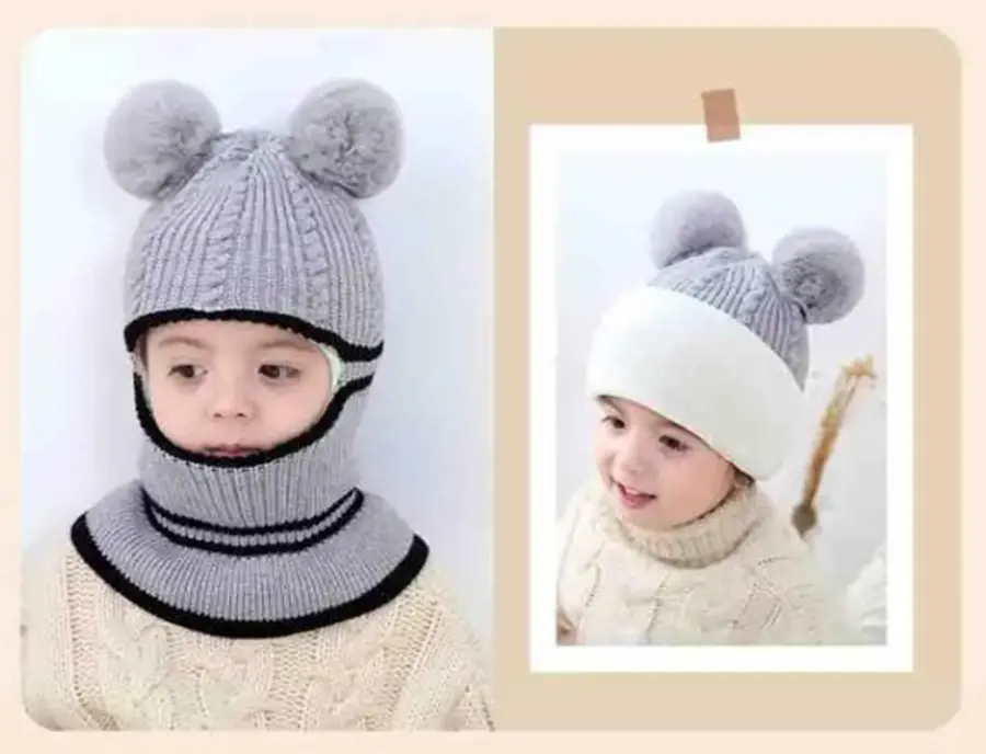 Pletená zimní kukla - ŠEDÁ