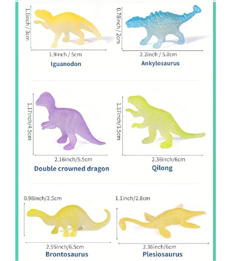 Mini figurky dinosaurů - Svítící ve tmě - 12 ks