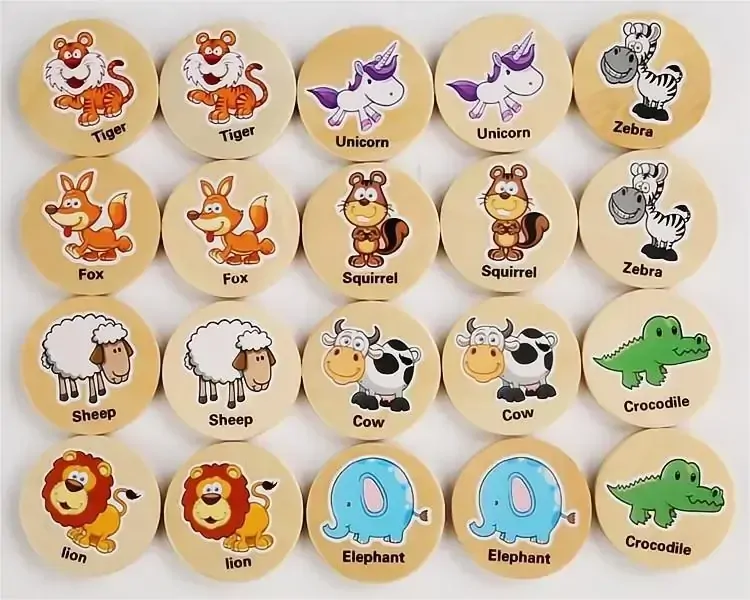 Dřevěné pexeso pro nejmenší - ZVÍŘÁTKA - 20 ks