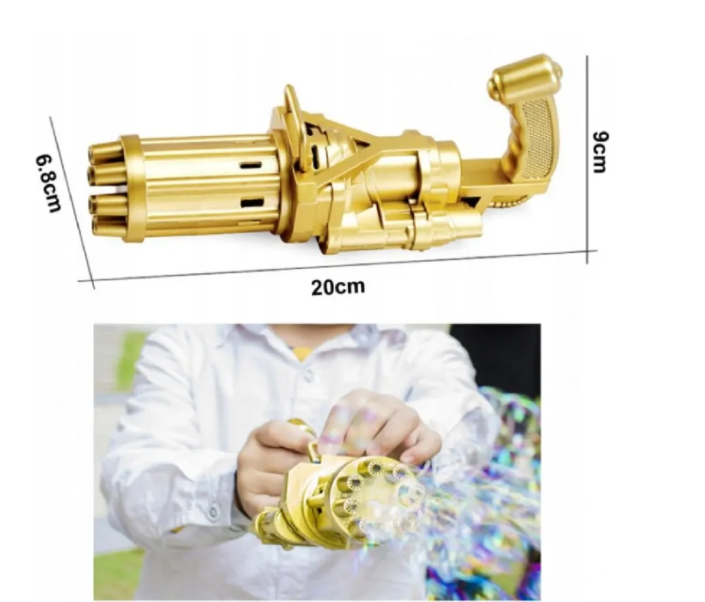 Bublifuková pistole na baterky - ZLATÁ 