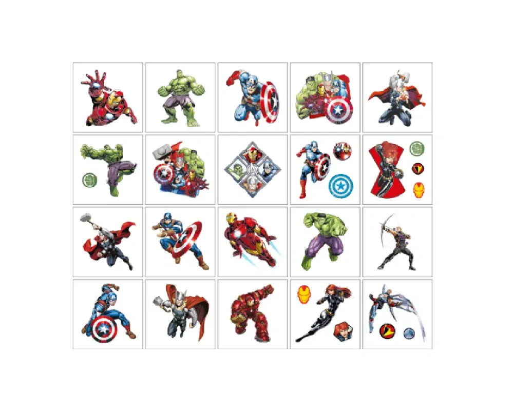 Dětské dočasné tetování - 20 ks - MARVEL AVENGERS