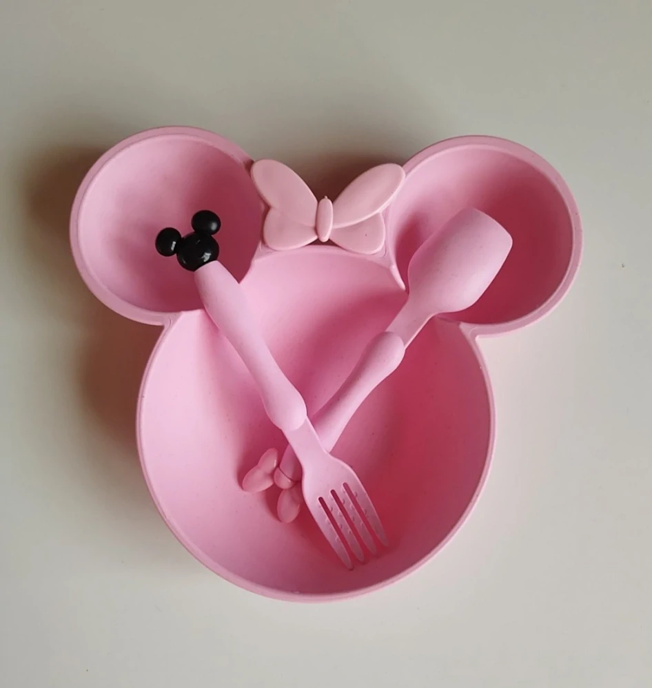 Set z pšeničné slámy - MINNIE MOUSE - RŮŽOVÝ