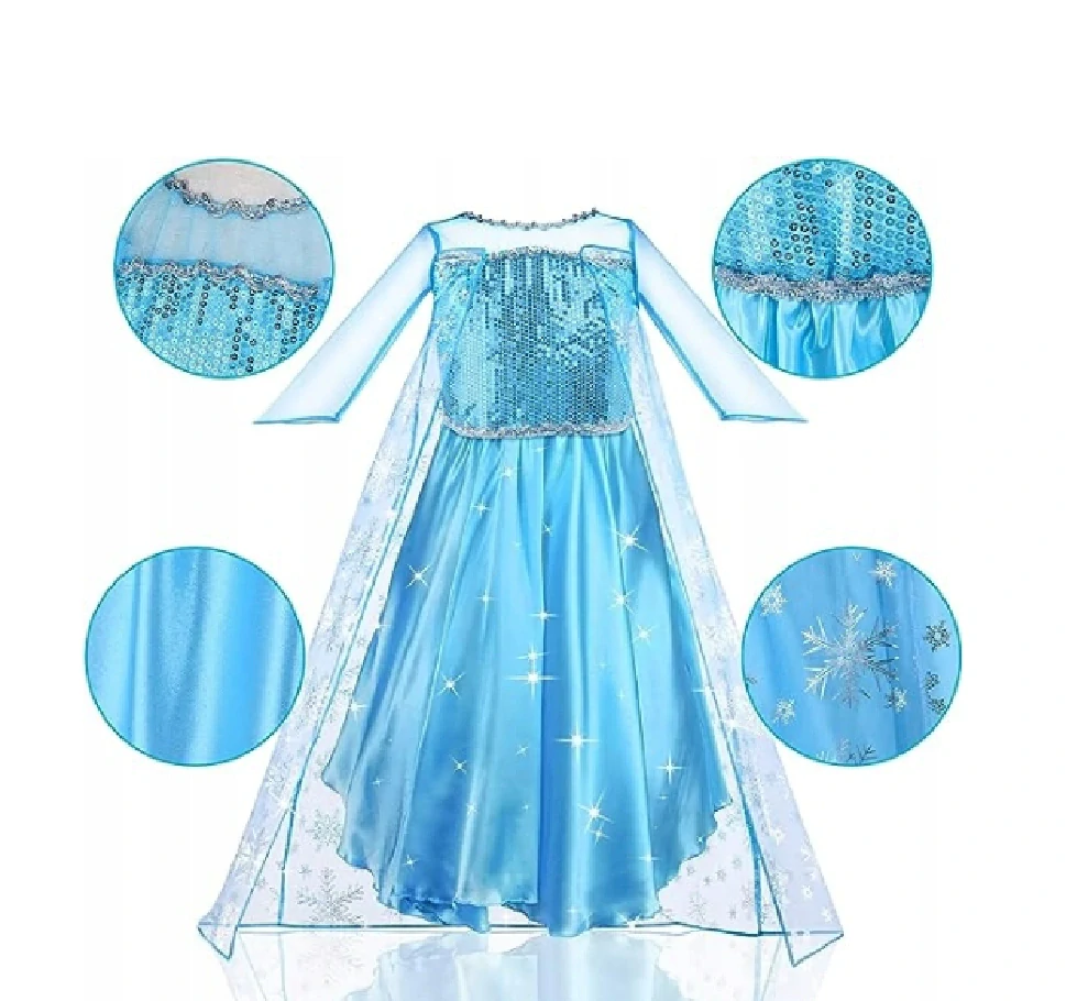 Dětský kostým - PRINCEZNÁ ELSA - LEDOVÉ KRÁLOVSTVÍ (6-7 let)