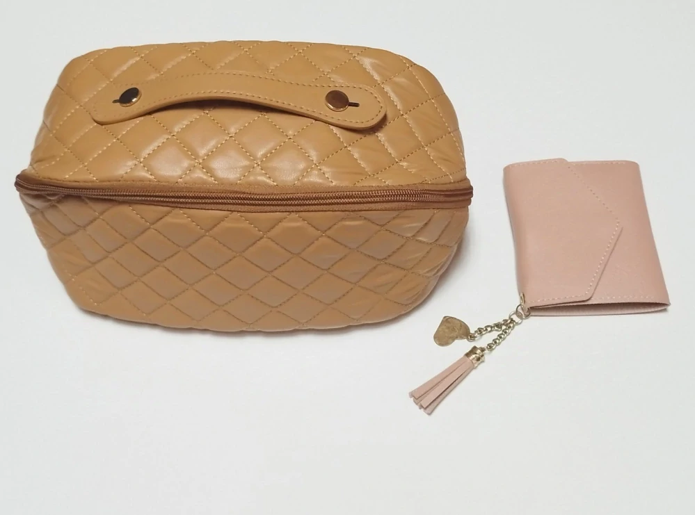 Kosmetická taška - HNĚDÁ + dárek peněženka